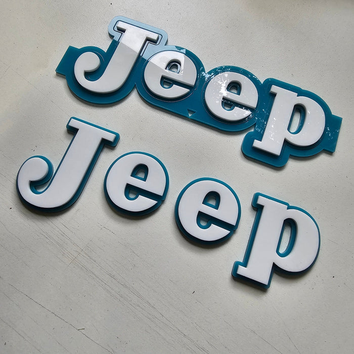 Retro Jeep "Curvy" Wrangler/Gladiator Fender Emblems - PAIR L/R Sides - Two Color Stacked
