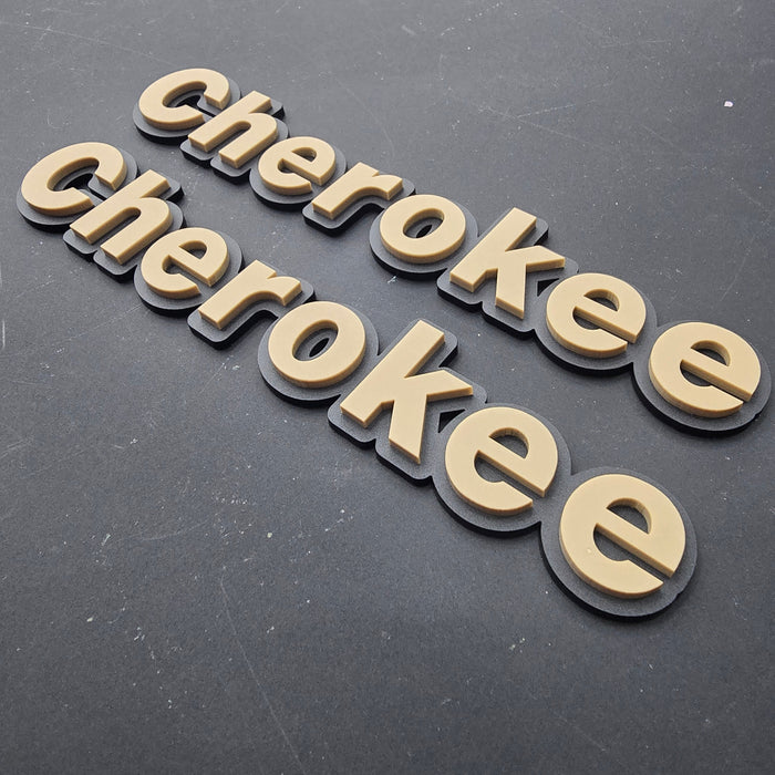 Jeep XJ Cherokee Fender Emblems - PAIR L/R Sides - Two Color Stacked