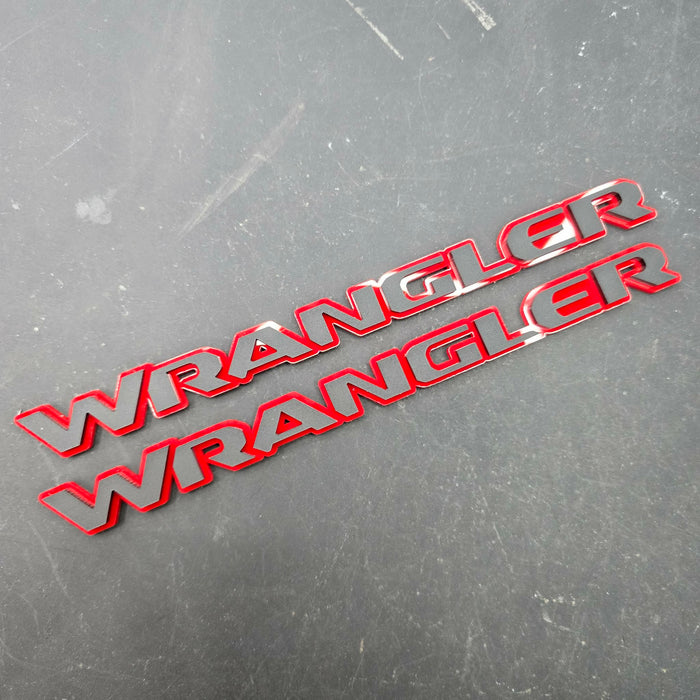 Jeep "WRANGLER" Fender Emblems - PAIR L/R Sides - Two Color Stacked