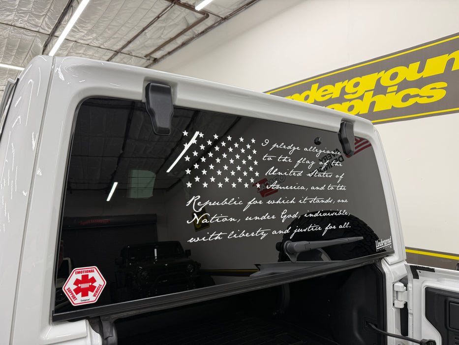 US FLAG - Pledge Of Allegiance - Jeep Windows