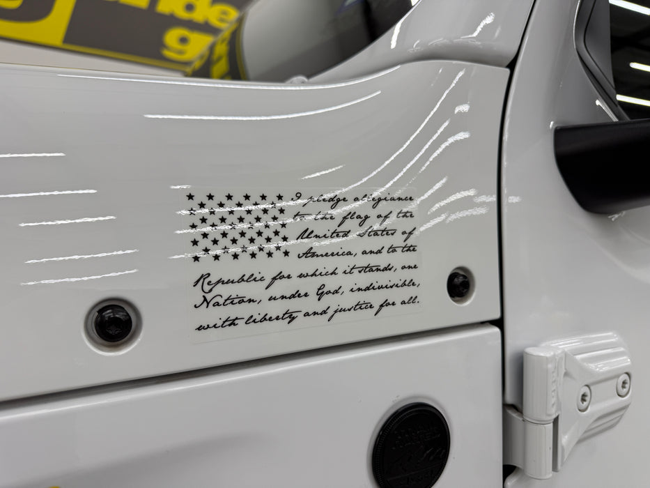 US FLAG “Pledge” decals (small 3” x 5.5”)