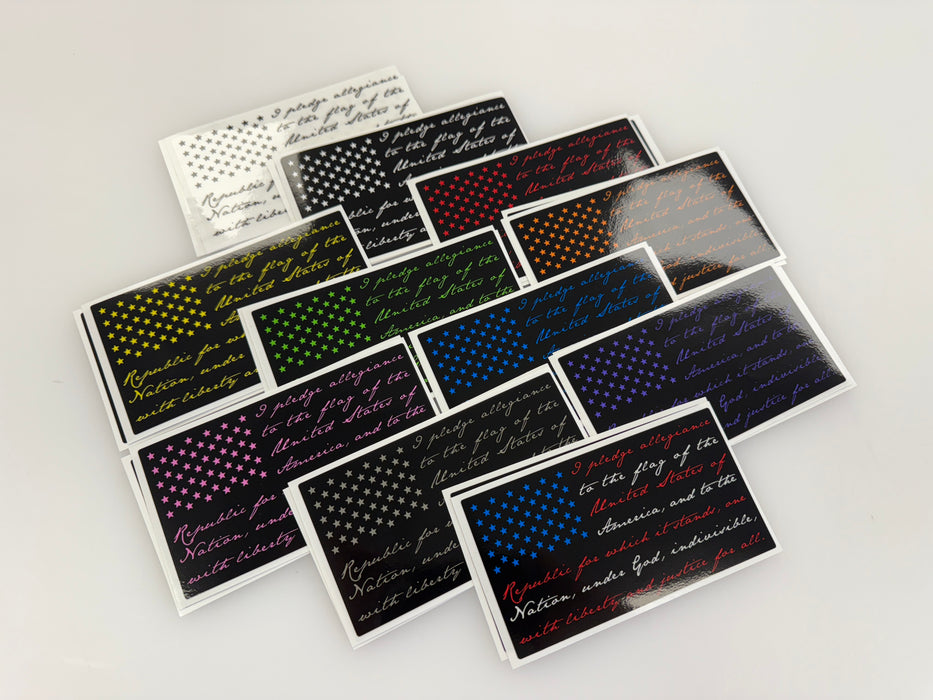 US FLAG “Pledge” decals (small 3” x 5.5”)