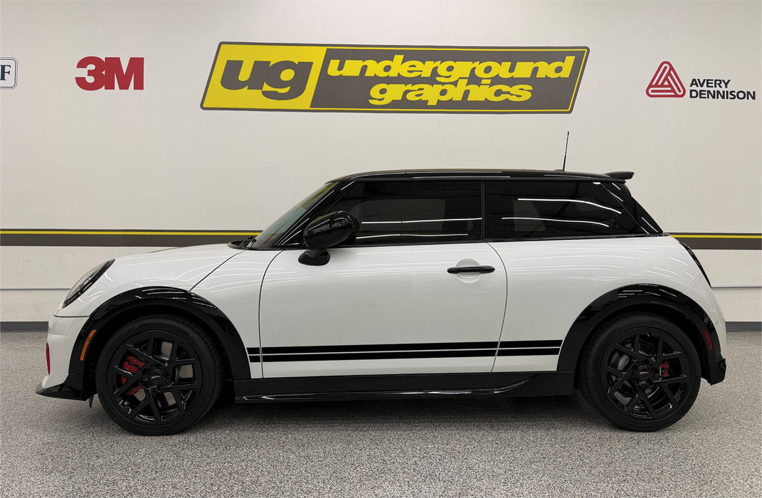Mini Cooper 25up Double Bar Rocker Stripe (Die-Cut) Single Color