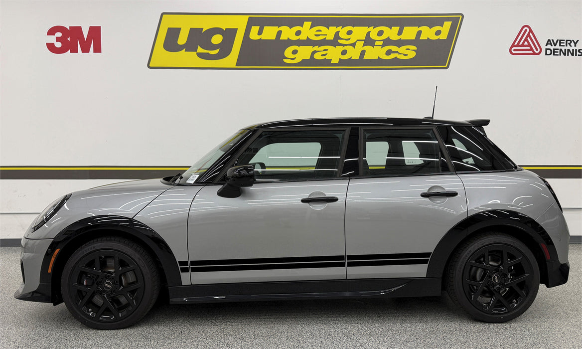 Mini Cooper 25up Double Bar Rocker Stripe (Die-Cut) Single Color