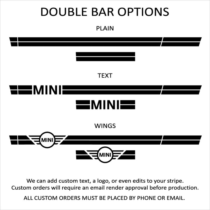 Mini Cooper 25up Double Bar Rocker Stripe (Die-Cut) Single Color