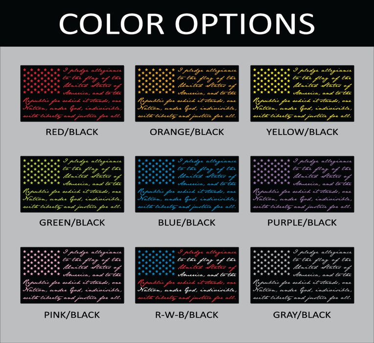 US FLAG “Pledge” decals (small 3” x 5.5”)