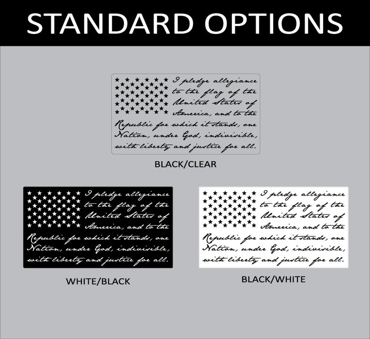US FLAG “Pledge” decals (small 3” x 5.5”)