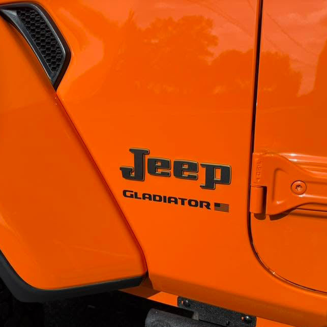 Retro Jeep "Square" Wrangler/Gladiator Fender Emblems - PAIR L/R Sides - Two Color Stacked