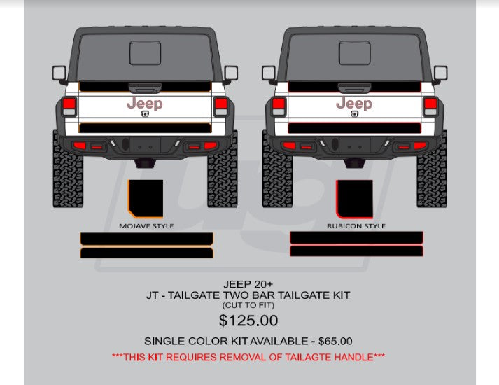 Jeep Gladiator "Two-Bar” Tailgate Graphics (20+)